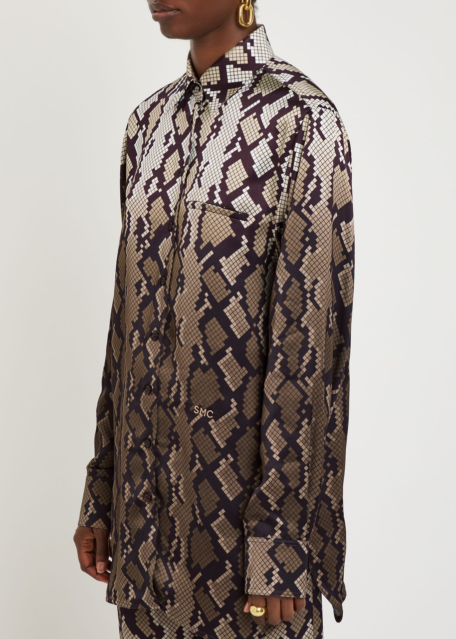 Stella Mccartney Snake Print Satin Pyjama Shirt - 2