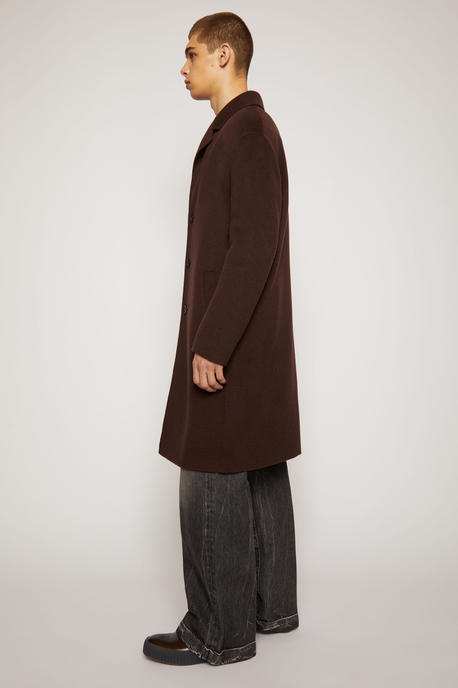 Double-faced wool coat cacao brown - 3