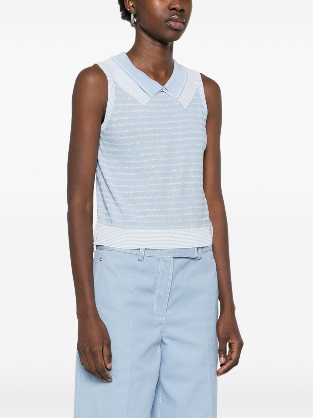 striped double-collar vest - 3