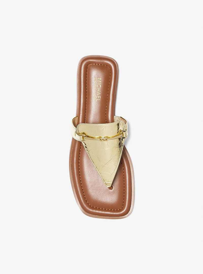 Lena Metallic Leather T-Strap Sandal 3
