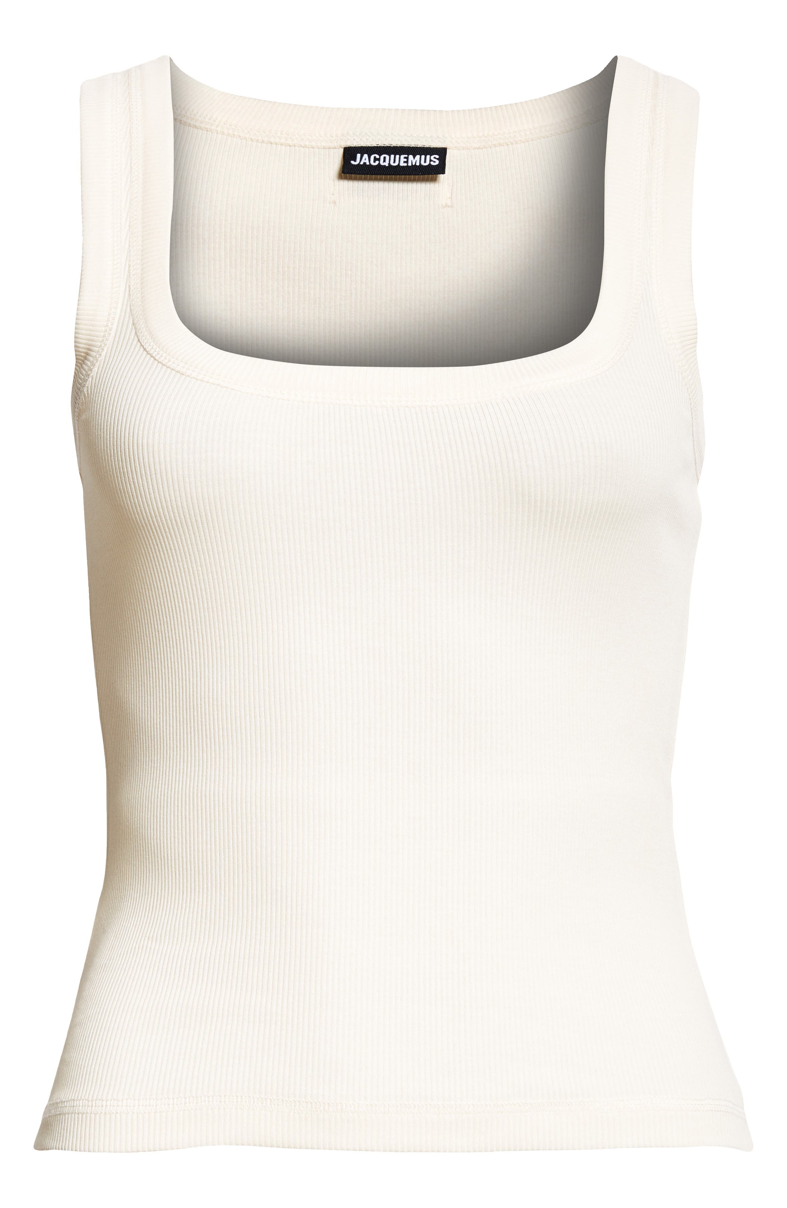 Jacquemus Le Débardeur Logo Embroidered Grosgrain Tank Top in White at Nordstrom - 6