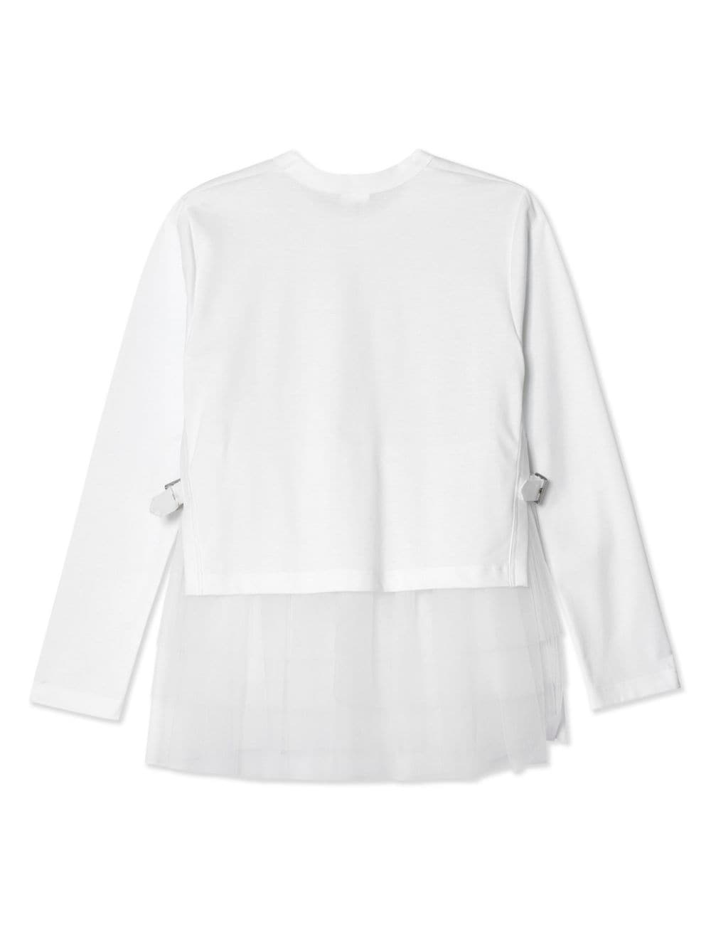 tulle-layer cotton T-shirt - 2