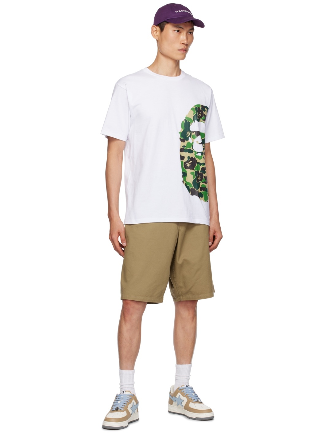 White ABC Camo Side Big Ape Head T-Shirt - 4