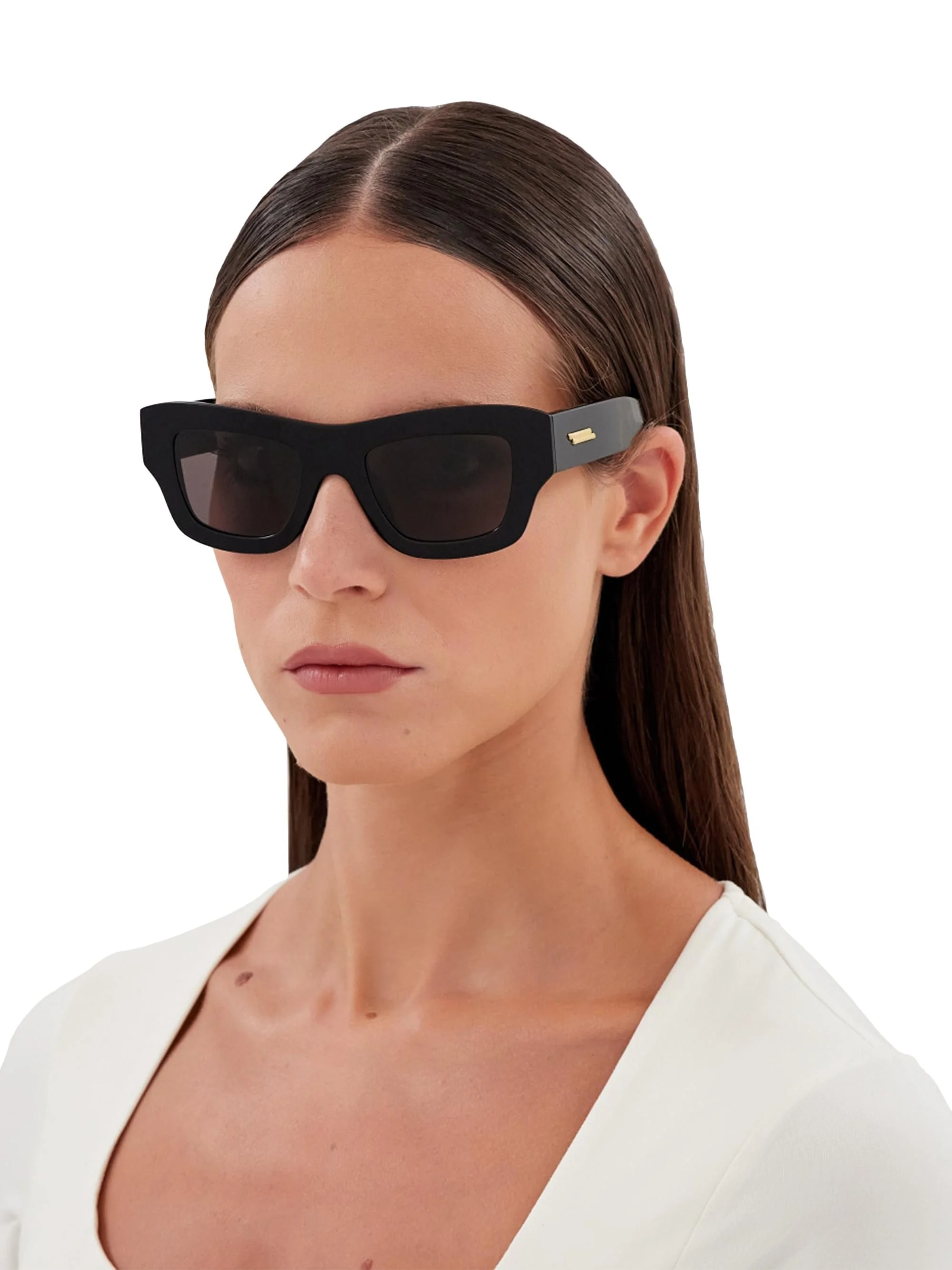 Women's Flat 50MM Squared Sunglasses - Black - 1