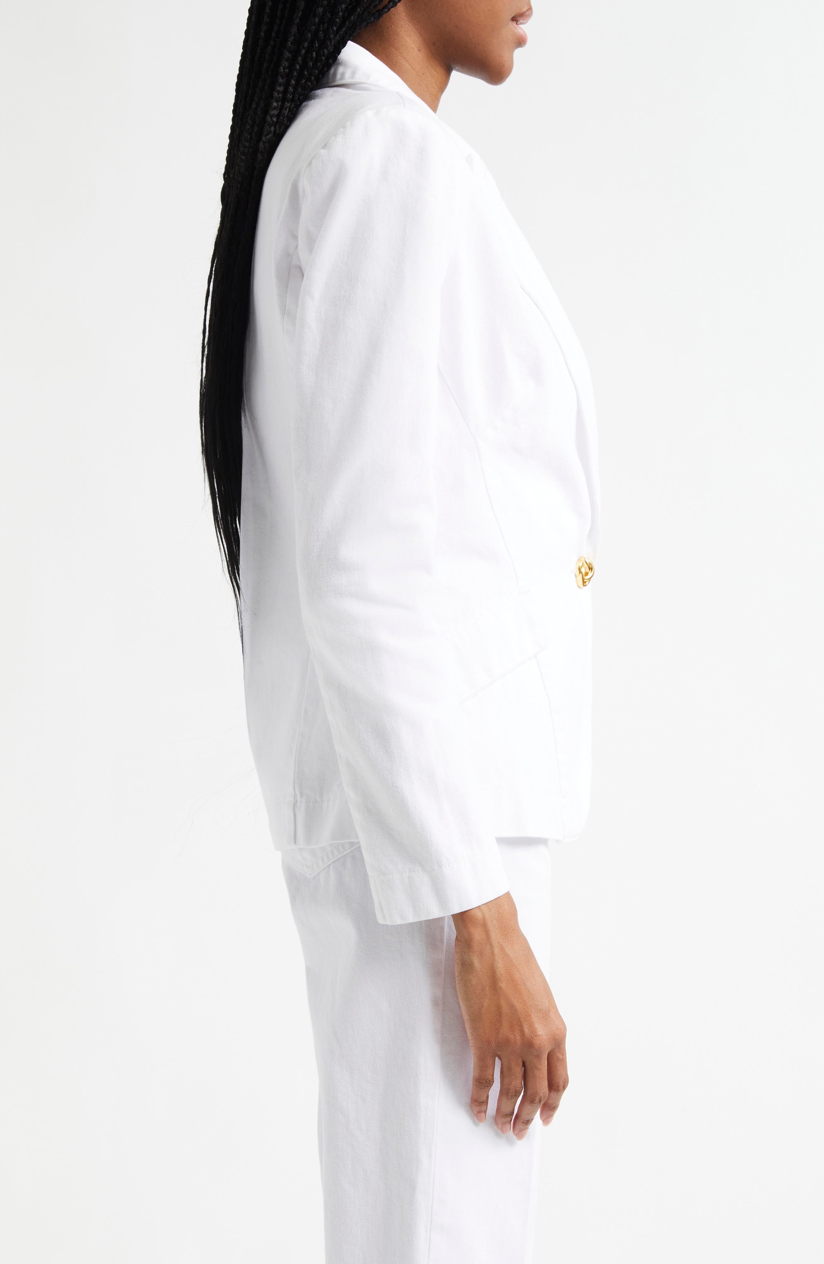 L'AGENCE Baldwin Cotton Denim Blazer Jacket in Blanc at Nordstrom - 4