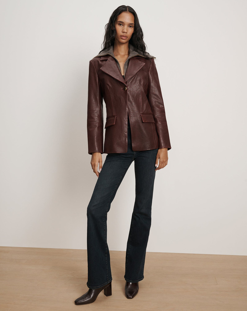 VERONICA BEARD KESSLER LEATHER DICKEY JACKET outlook