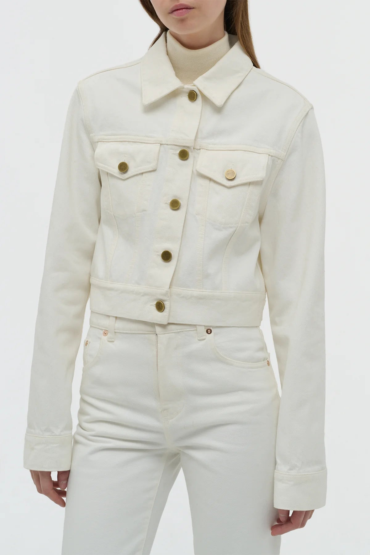 Bronte Jacket in White Recycled Cotton Denim - 6