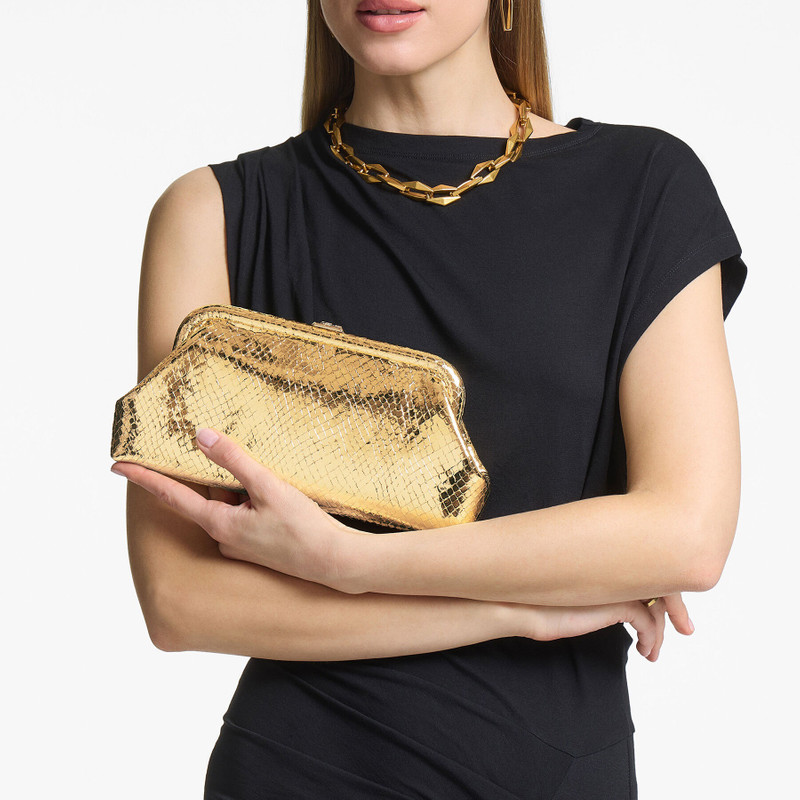 JIMMY CHOO Skylar
Gold Candy Wrap Leather Clutch with Square JC Clasp outlook