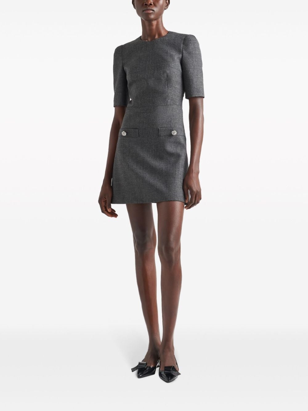 button-embellished virgin wool miniress - 2