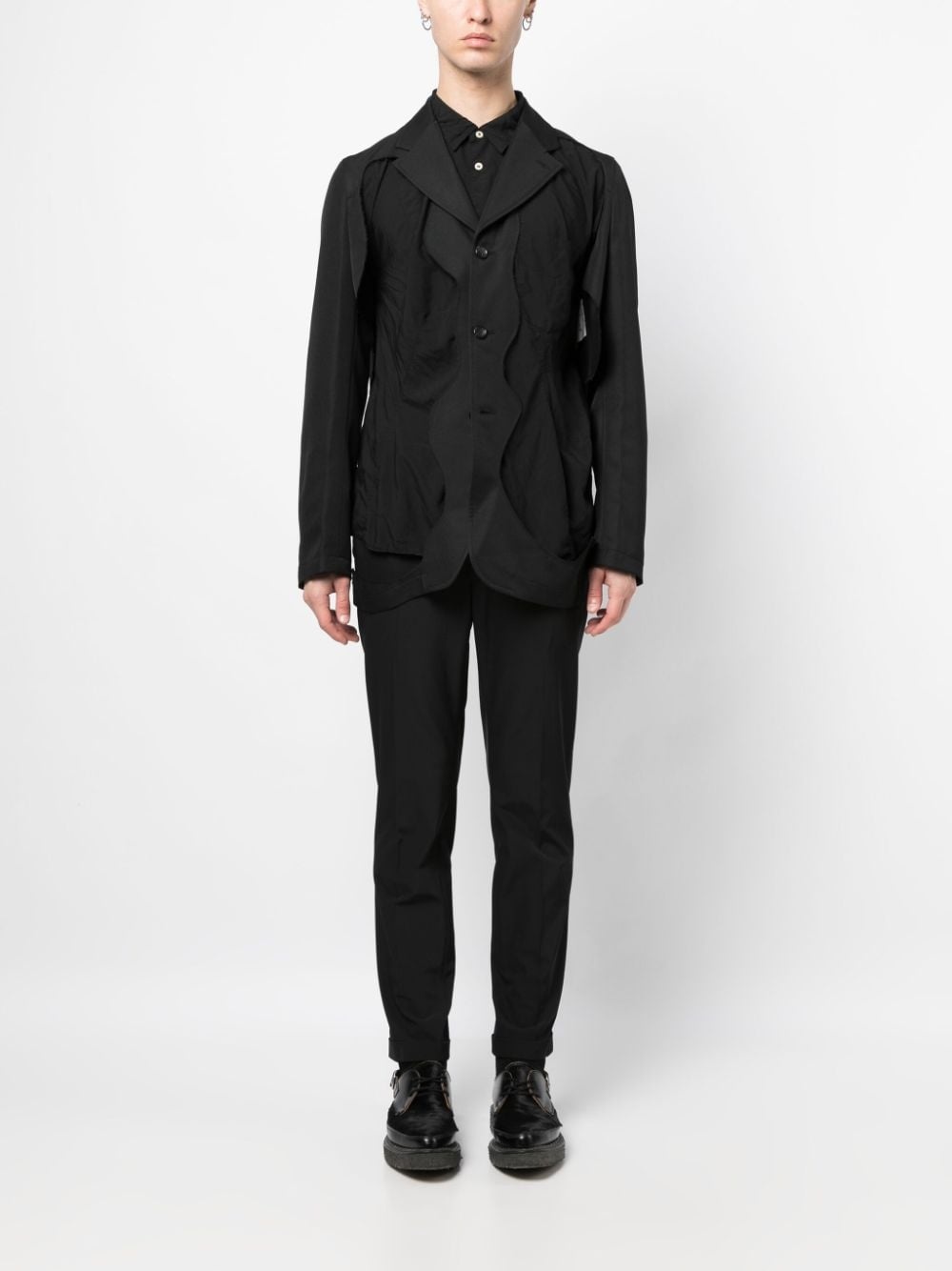 notched-lapels cut-out detailing blazer - 2