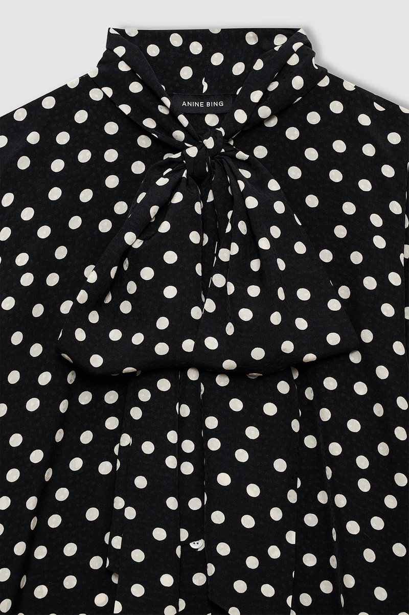 Ruby Shirt - Black And White Double Dot Jacquard 4