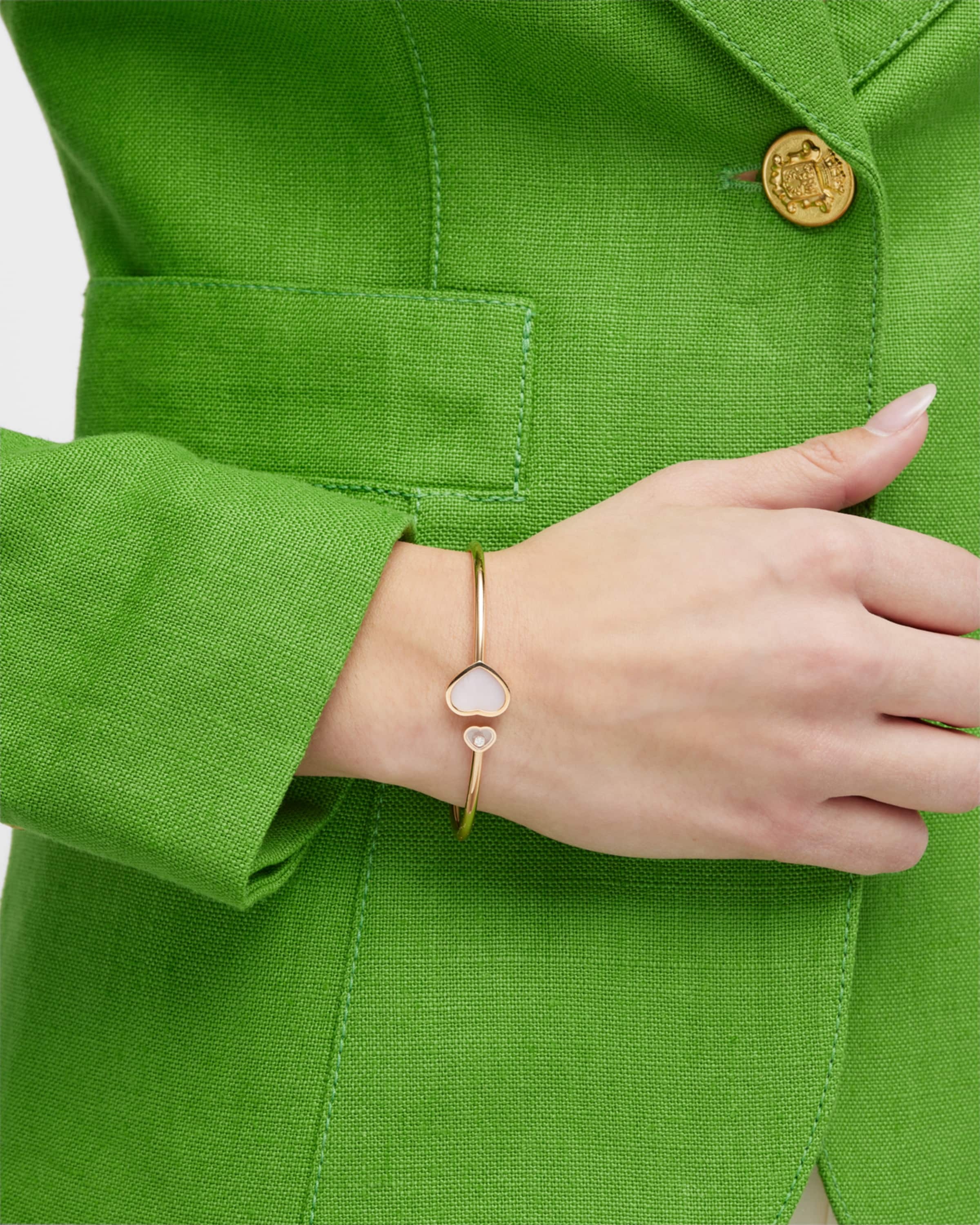 Happy Hearts 18K Rose Gold Pink Opal & Diamond Bracelet, Size Medium - 2