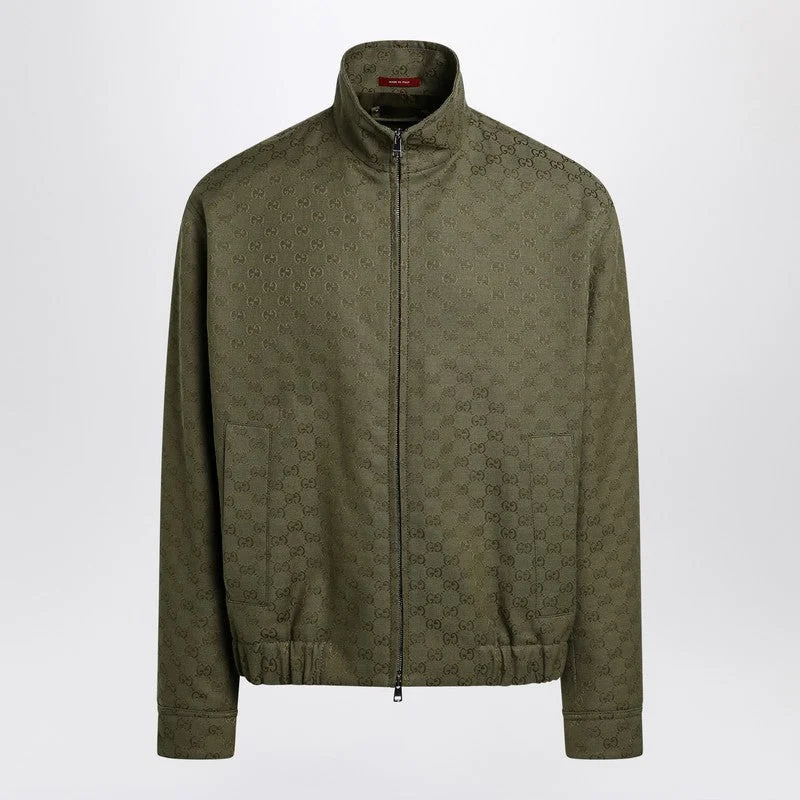 Gucci Green Forest Bomber In Gg Fabric Men - 1