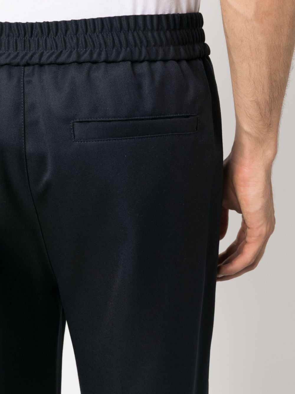 elasticated-waist wool trousers - 5
