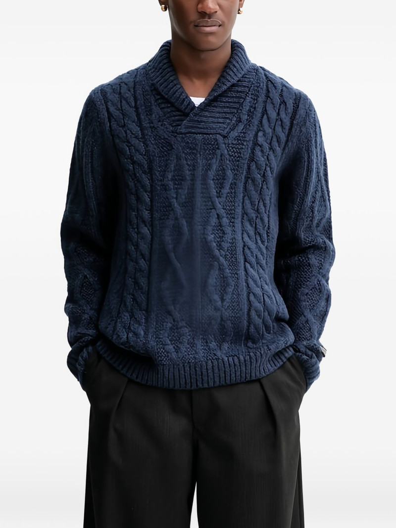 cable-knit shawl-collar sweater 1