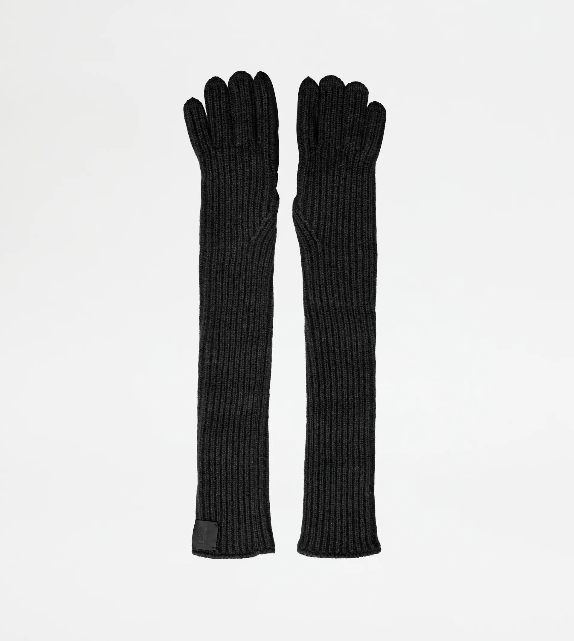 LONG GLOVES IN CASHMERE AND LEATHER - BLACK - 3