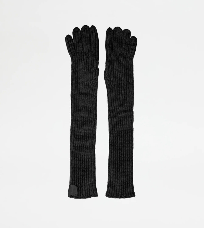 LONG GLOVES IN CASHMERE AND LEATHER - BLACK 3