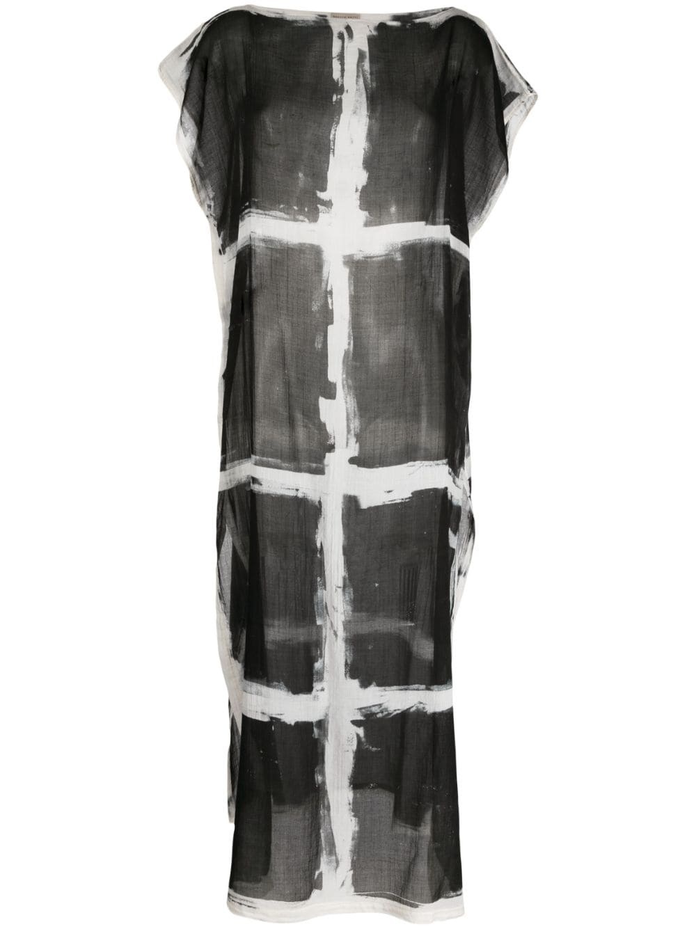 cap-sleeve cotton long dress - 1