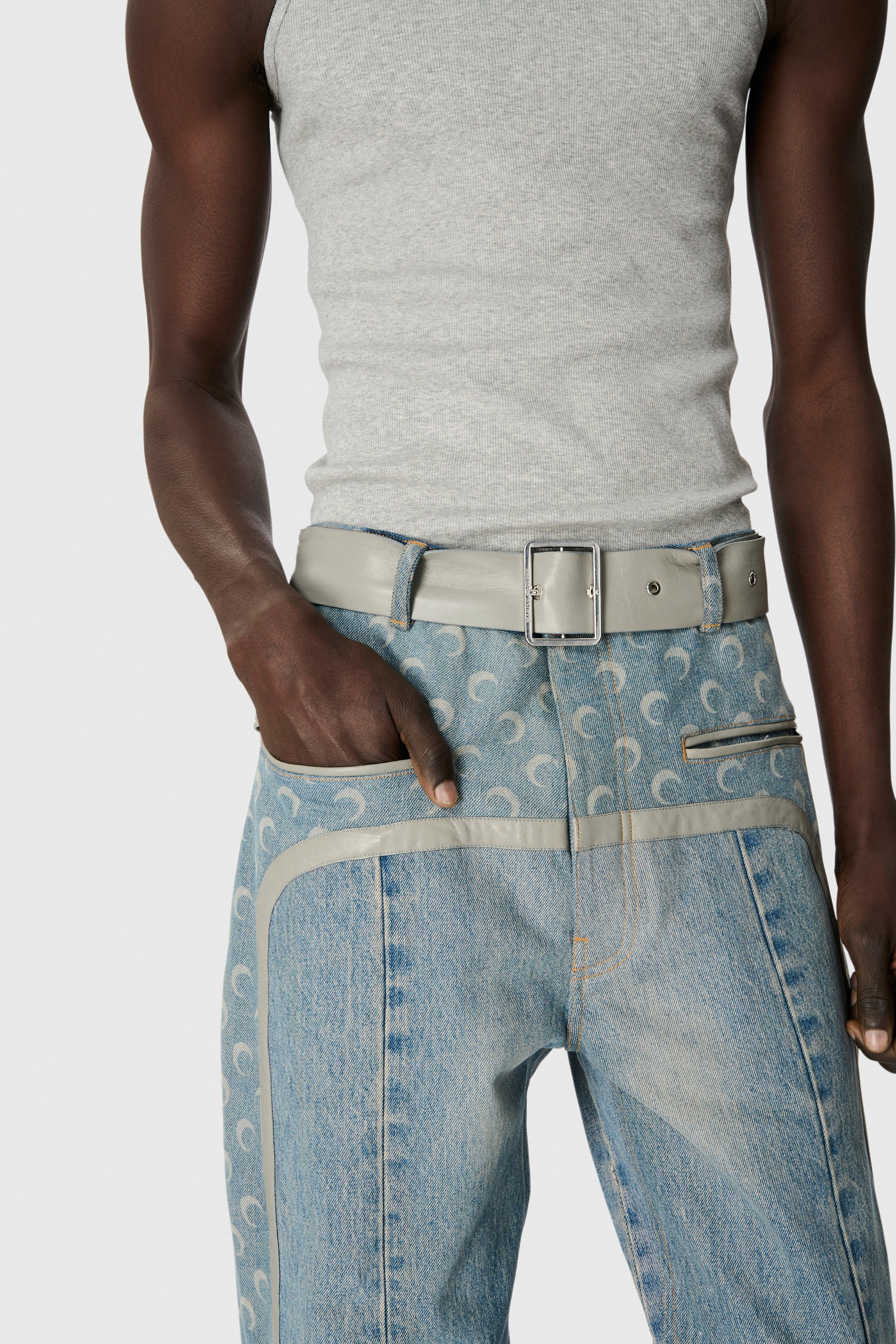 Regenerated Denim Belted Baggy Jeans - 3