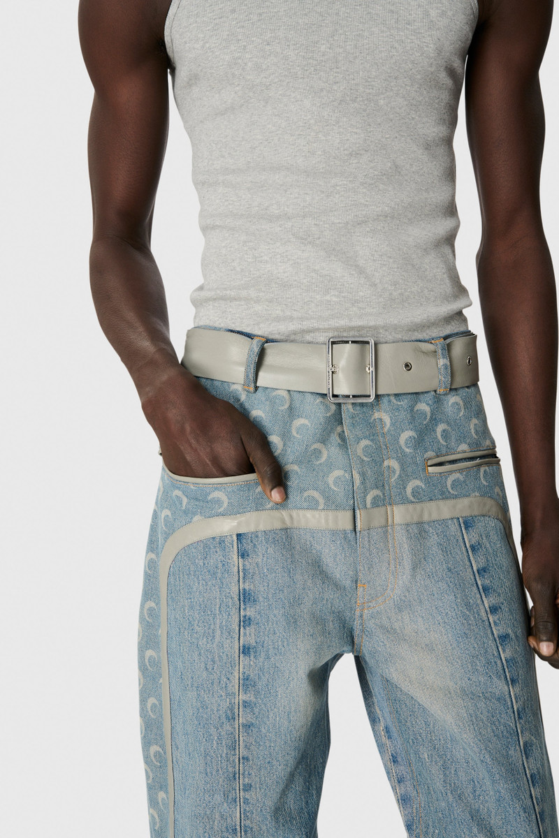 Regenerated Denim Belted Baggy Jeans 3