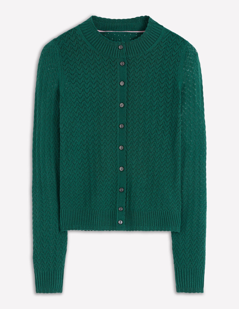 Diane Pointelle Cardigan-Drake Green 1