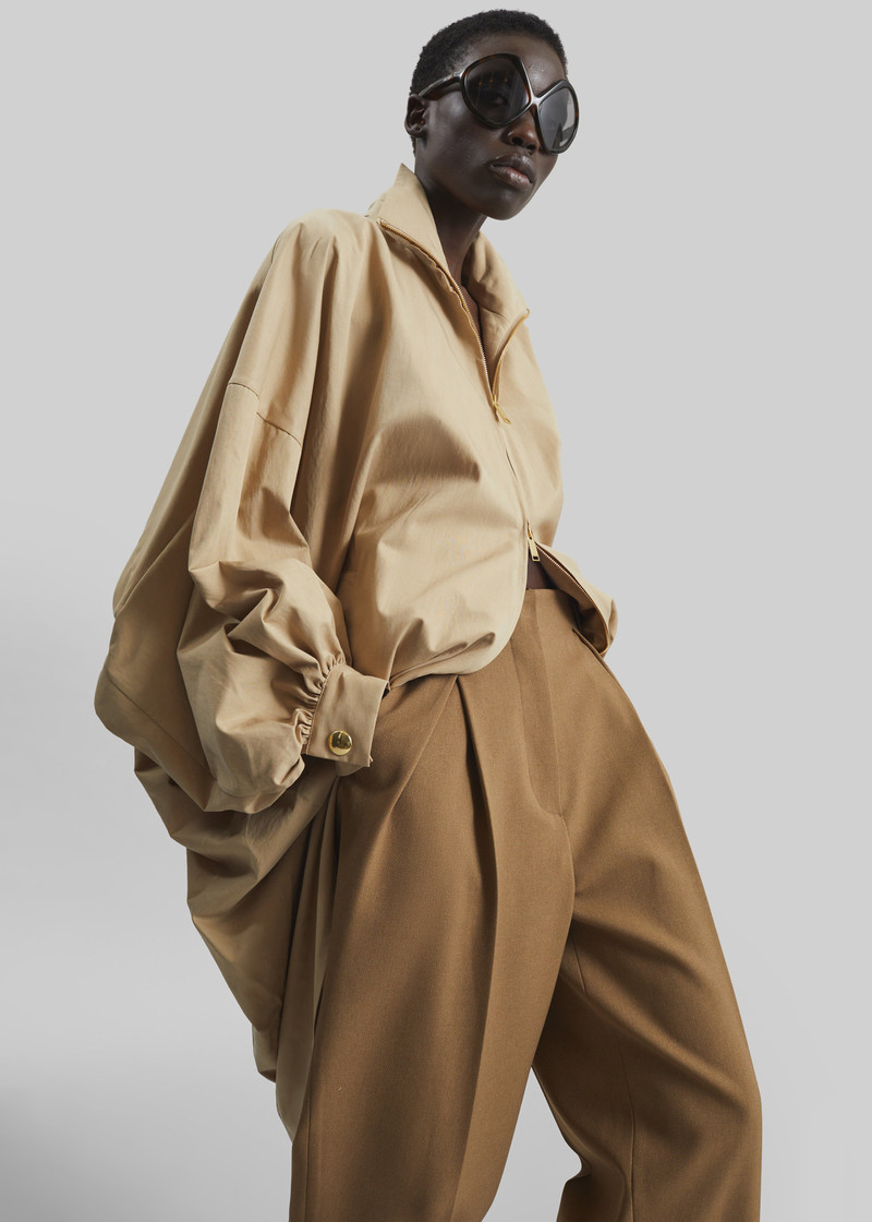 Darkpark Norma Draped Sleeves Bomber Jacket - Beige 6
