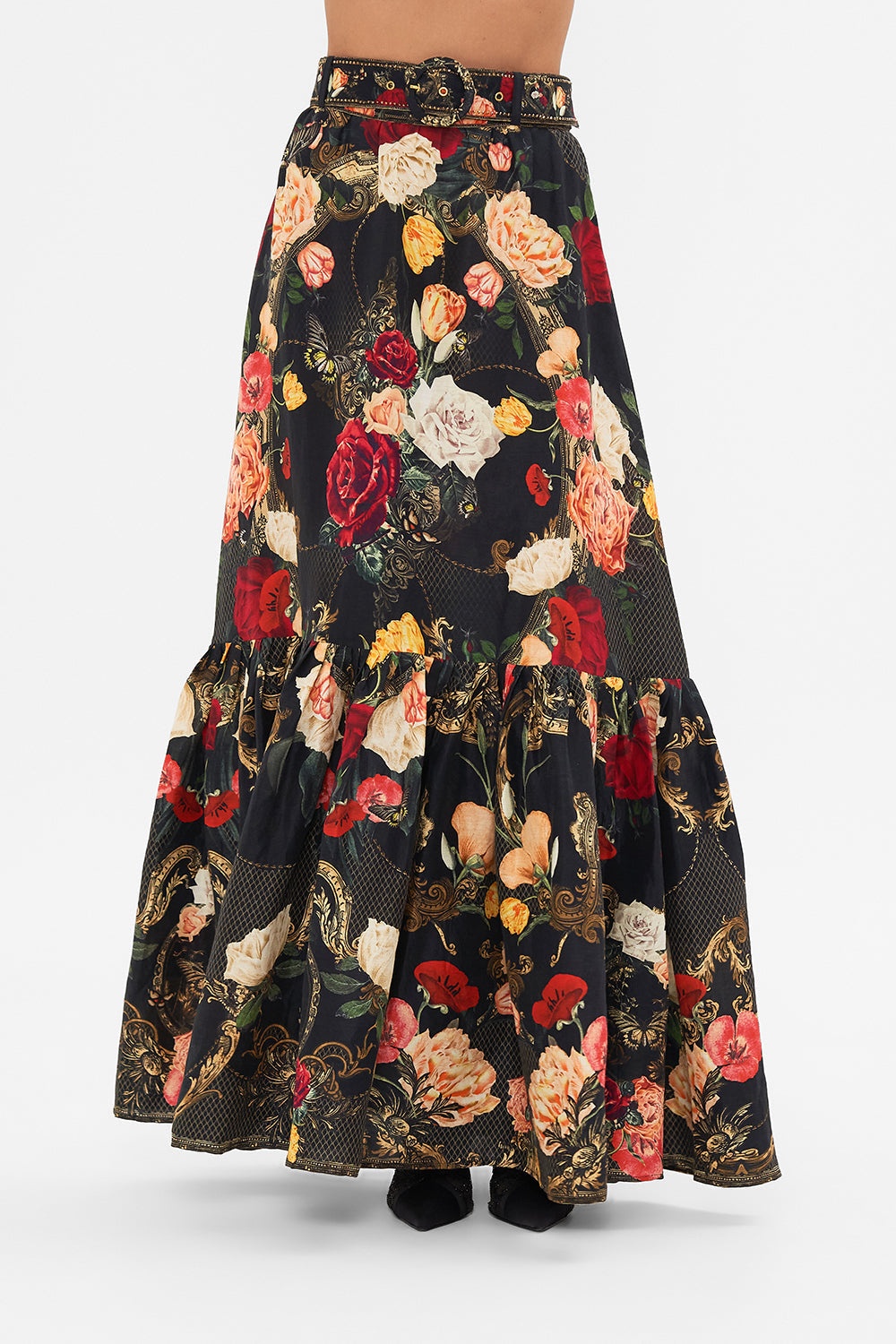 SKIRT WITH DEEP HEM FRILL AND BELT - 5