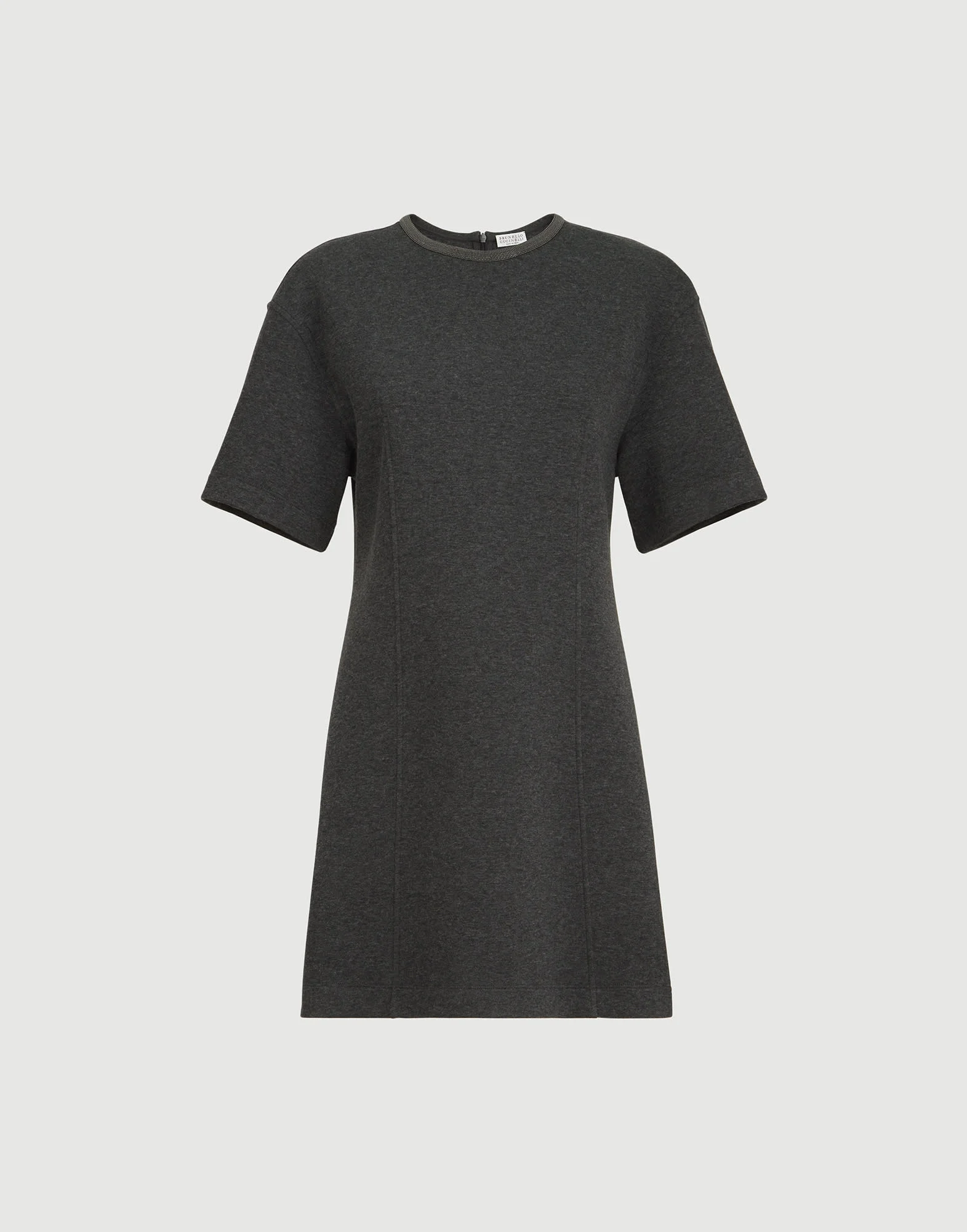 Techno cotton and cashmere interlock t-shirt dress with precious collar - 1