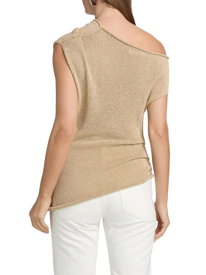 Women's Joni Asymmetric Knit Off-Shoulder Sweater - Light Brown 5