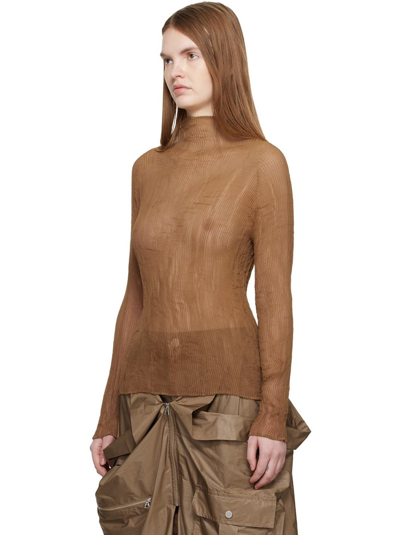 ISSEY MIYAKE Beige Chiffon Twist 3 Top outlook