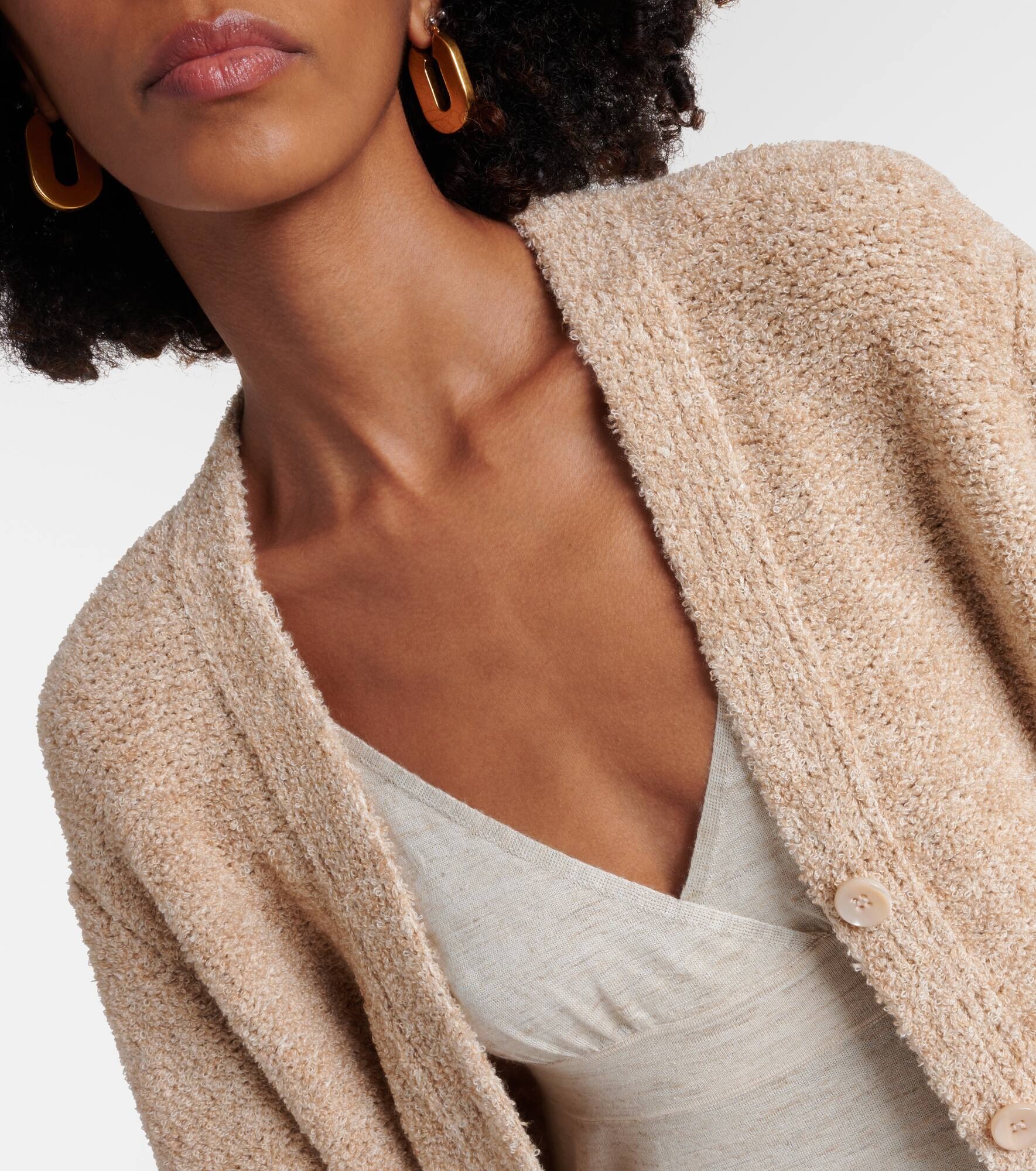 Silk, cashmere, and linen cardigan - 4