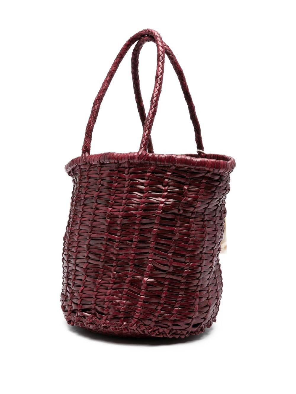 braided leather bucket bag - 3