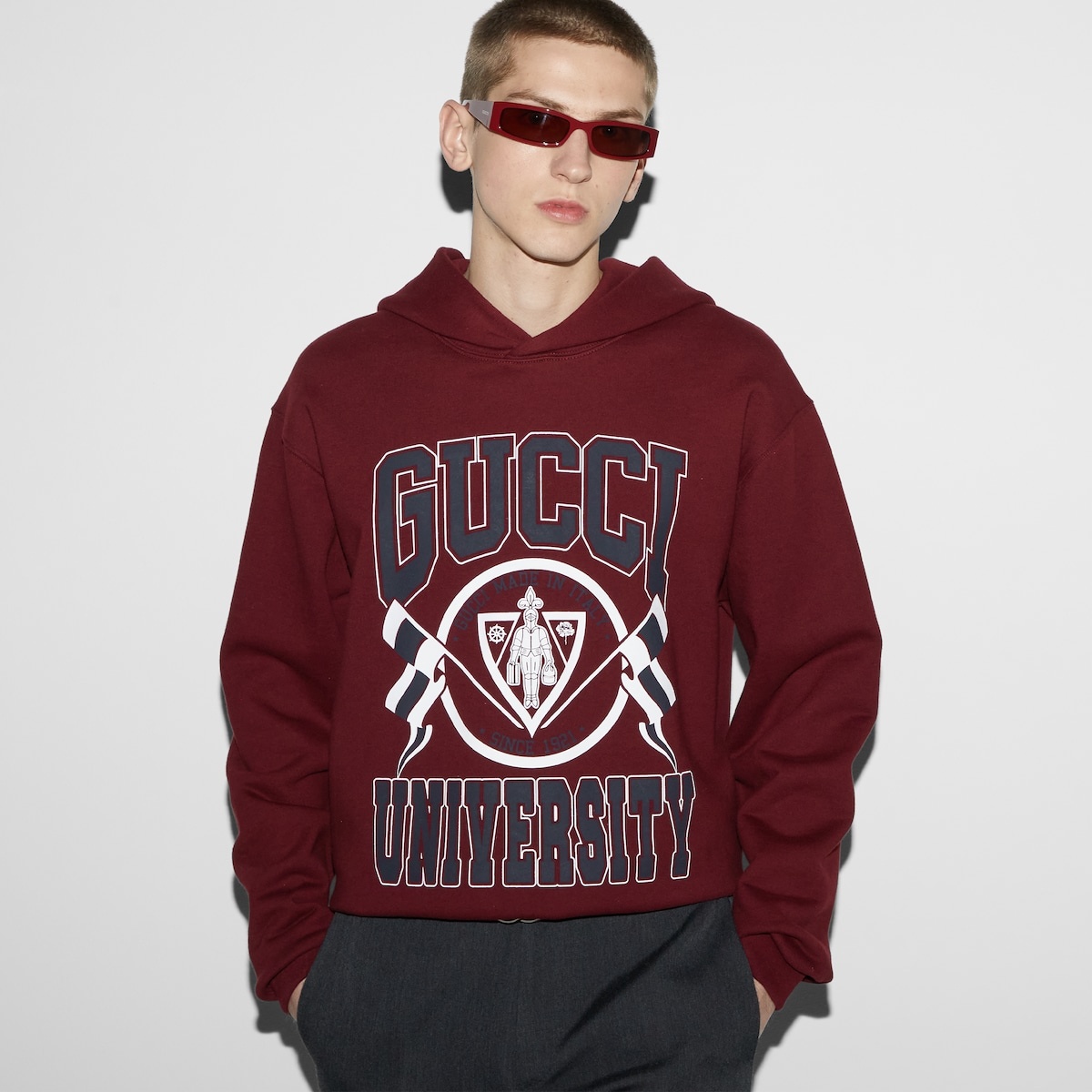Cotton jersey printed hooded sweatshirt - 5