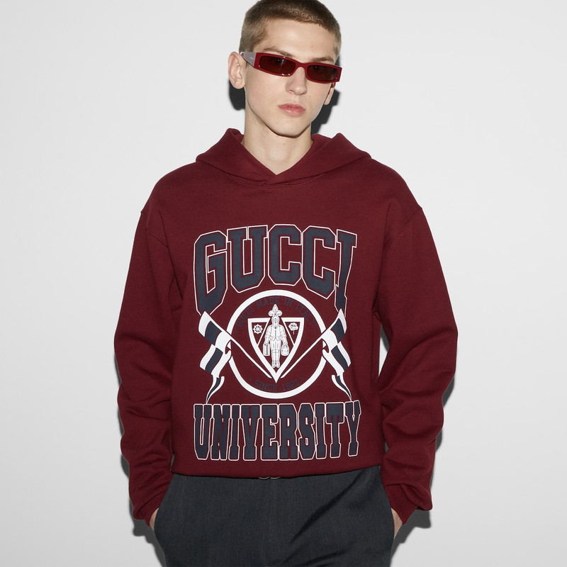 Cotton jersey printed hooded sweatshirt 5