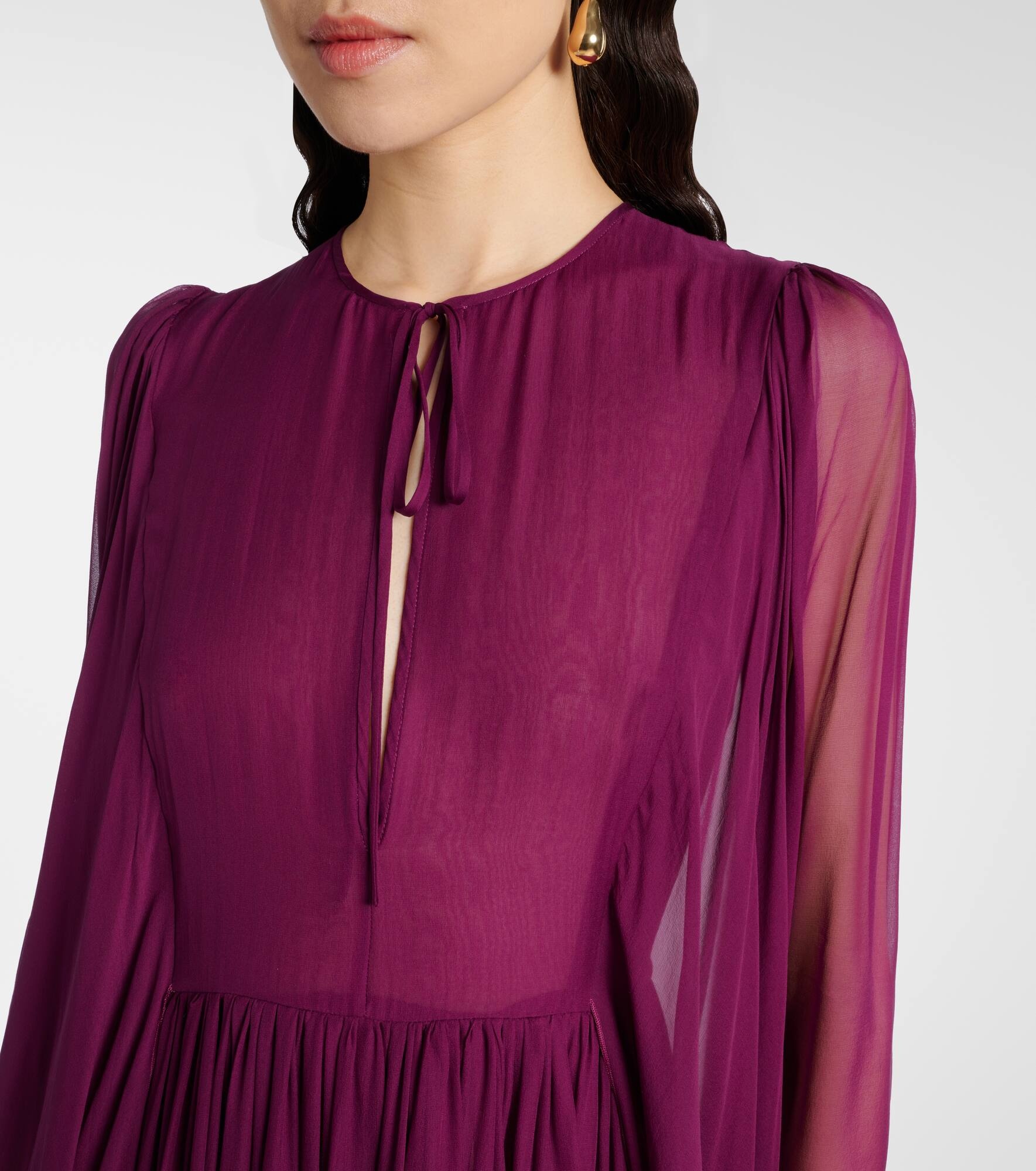 Gathered silk chiffon gown - 4