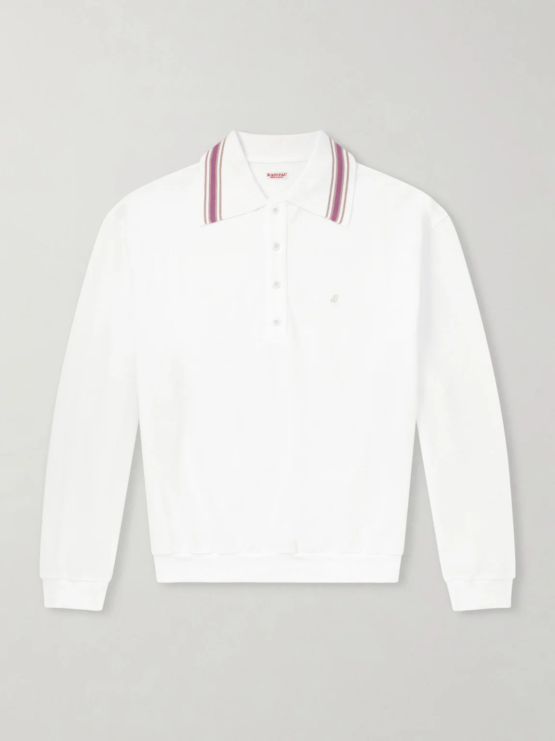 Box Striped Embroidered Cotton-Piqué Polo Shirt - 1