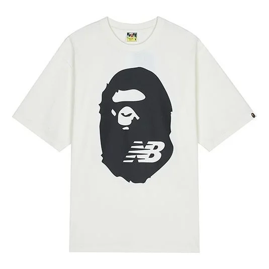 New Balance x Bape Crossover Logo Printing Round Neck Short Sleeve White BATE2000-IVX - 1