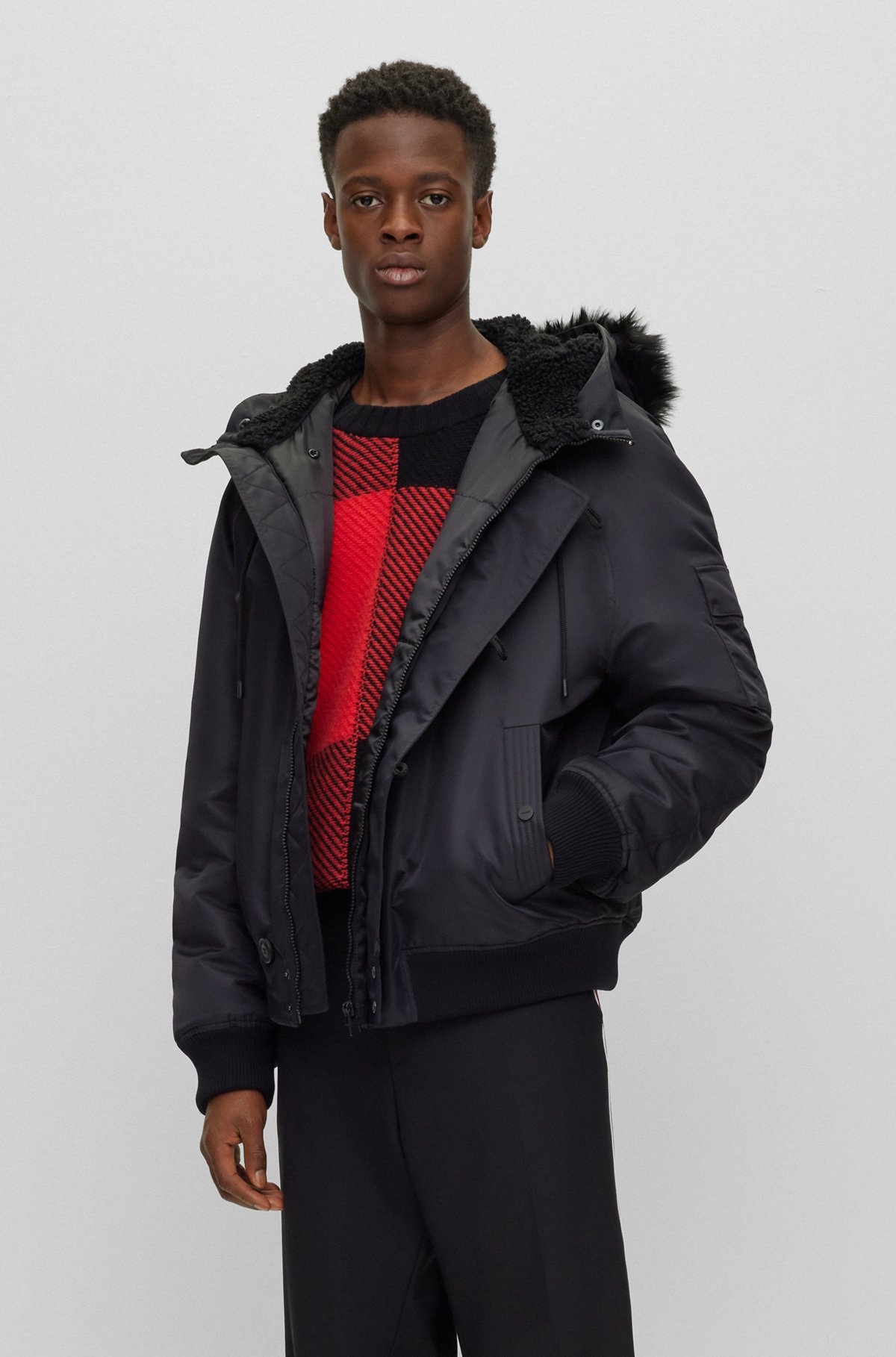 WATER-REPELLENT PADDED JACKET WITH FAUX-FUR HOOD LINING - 2