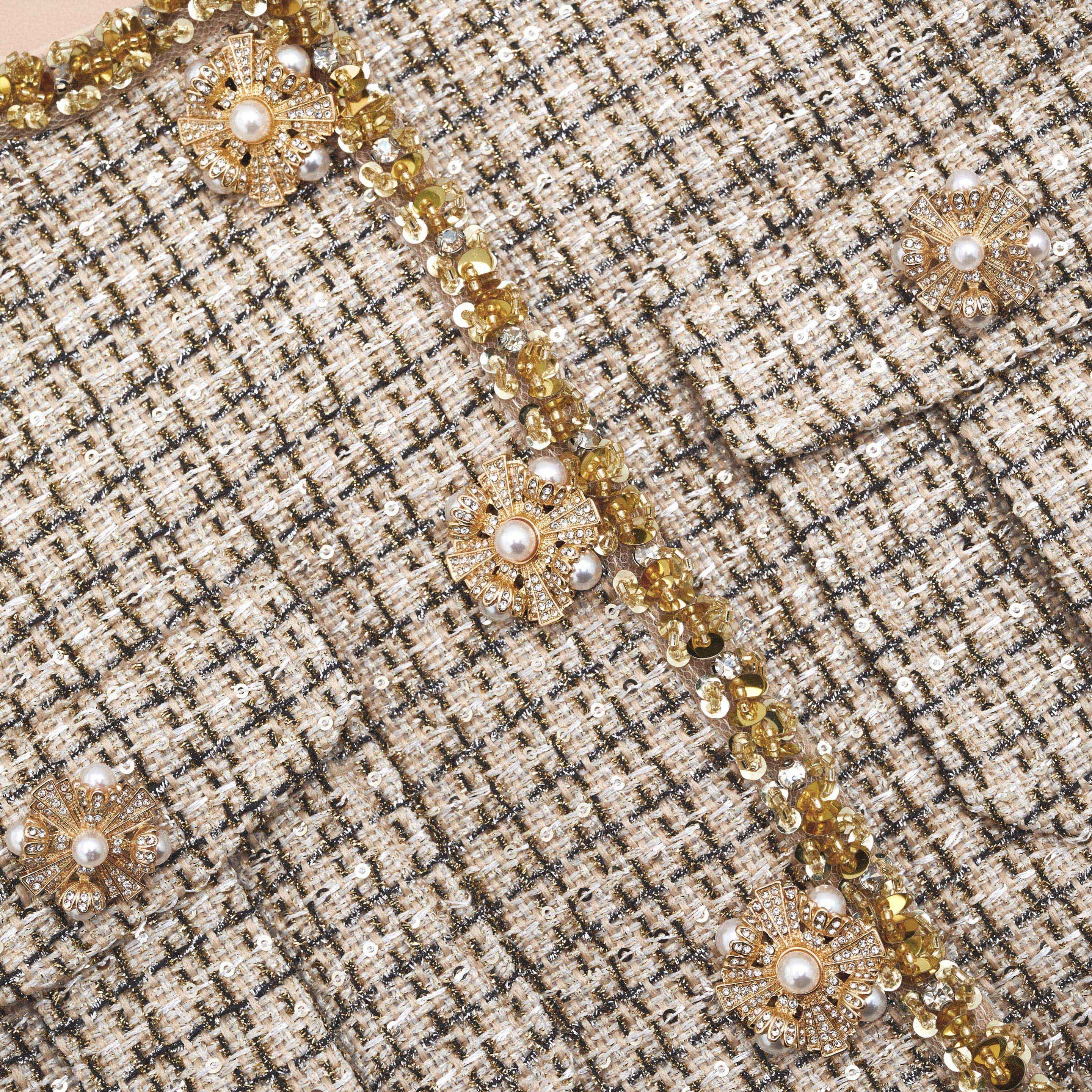 Gold Boucle Cropped Jacket - 5