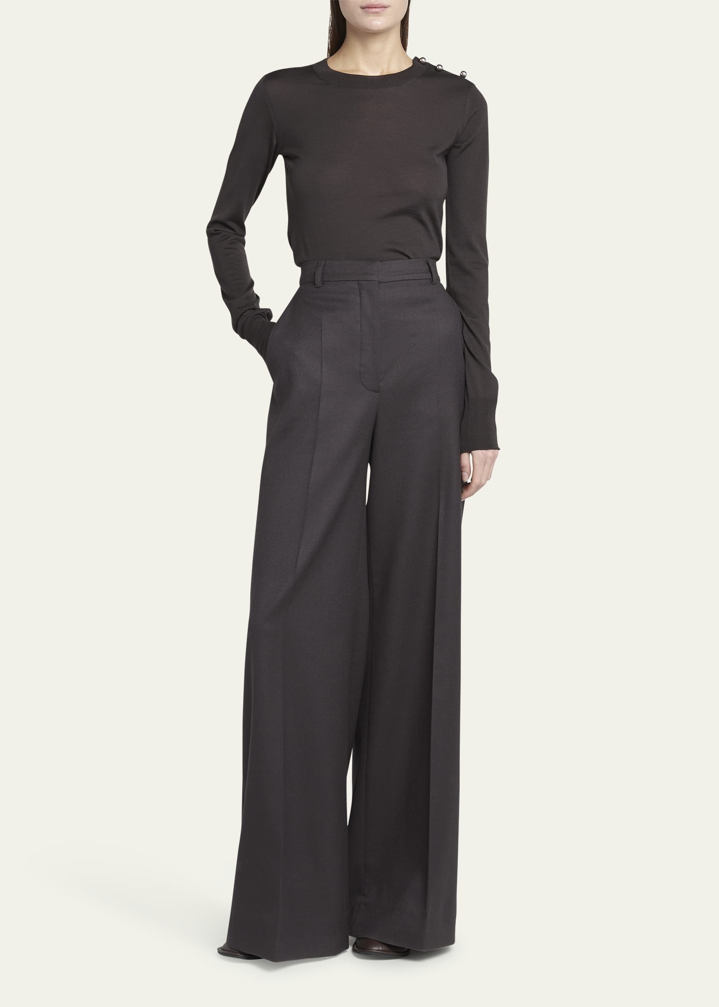 Stella McCartney Chocolate flannel wide-leg pant