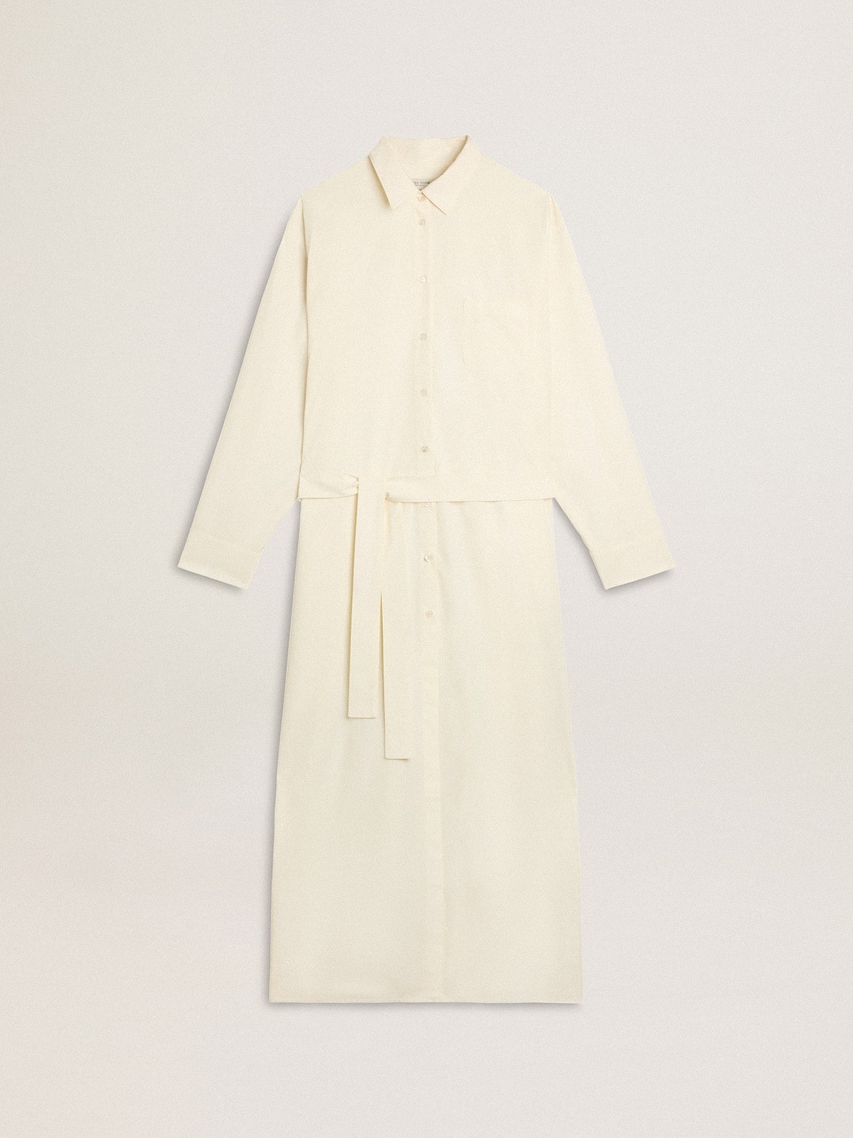 Long shirt dress in solid color cotton poplin - 1