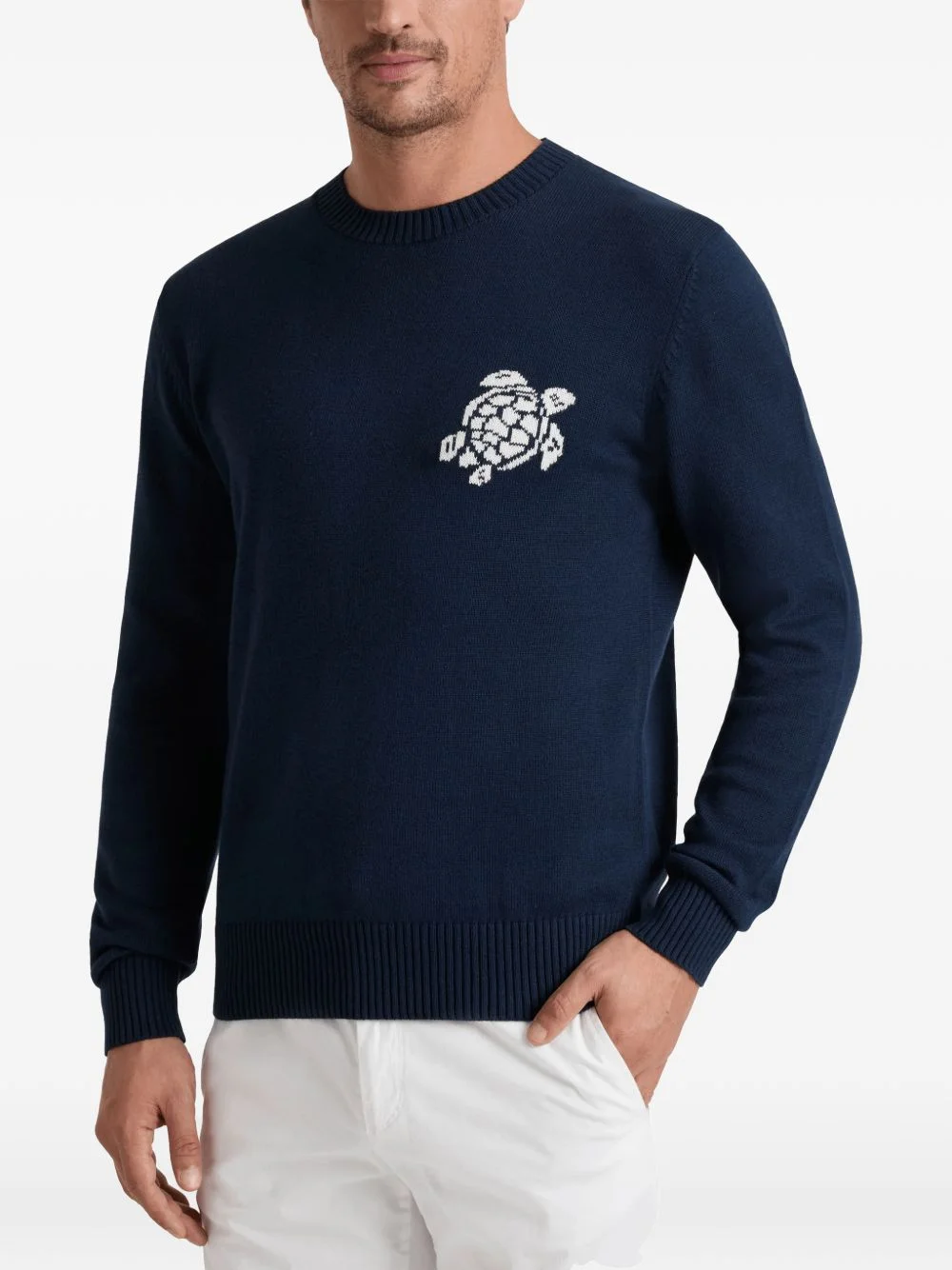 turtle-jacquard crew-neck jumper - 1