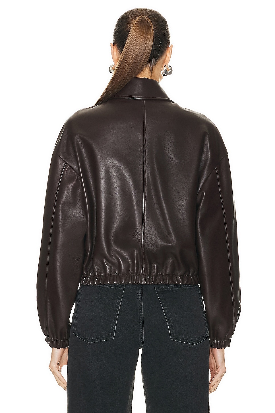 Luna Cropped Leather Bomber Jacket - 4