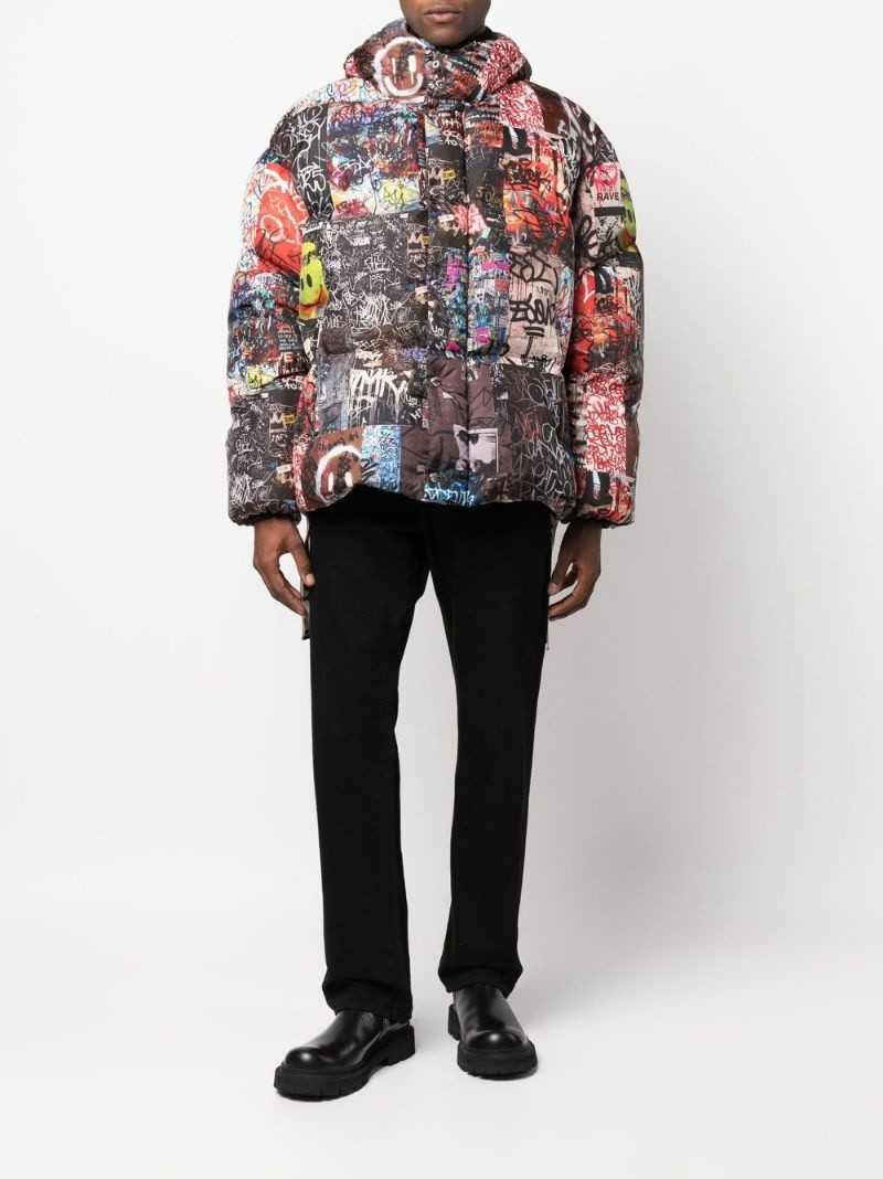 Khrisjoy graffiti-print hooded puffer jacket outlook