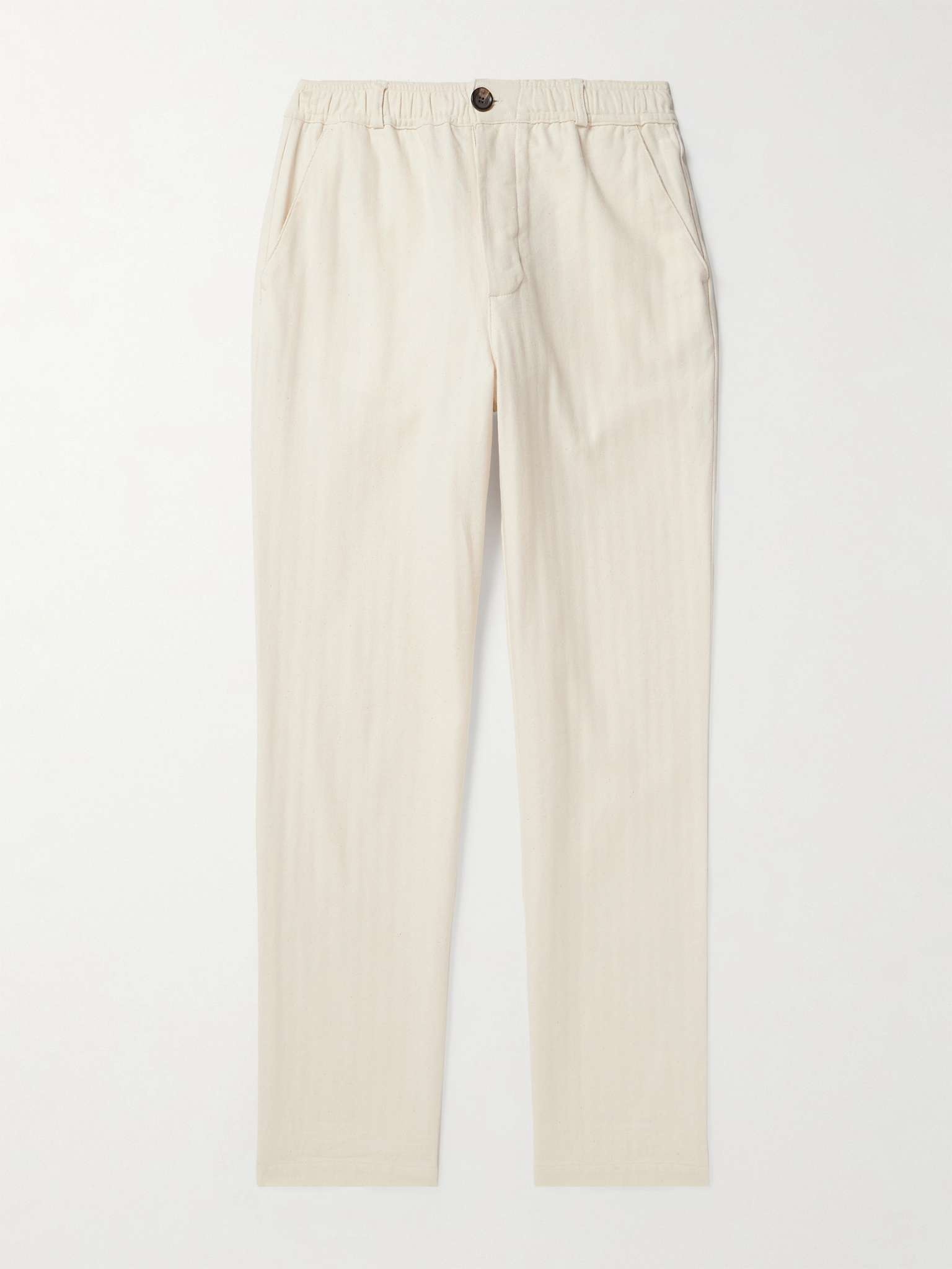 Straight-Leg Herringbone Cotton Trousers - 1
