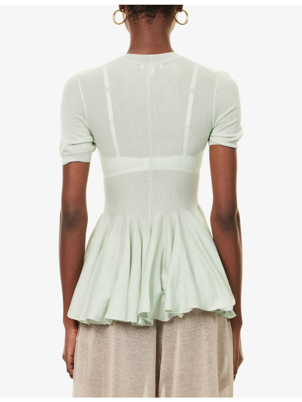 Peplum Fine-Knit Wool Top - 4