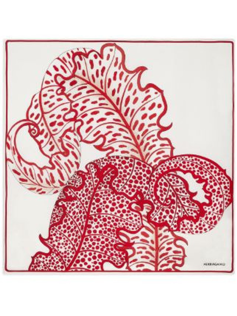 Ferragamo Foliage Print Silk Scarf - 1