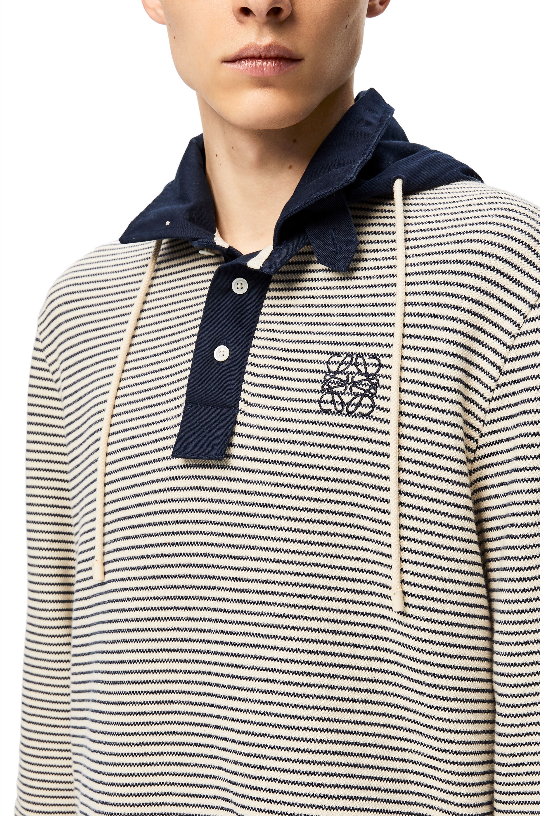 Hooded polo in striped cotton - 5