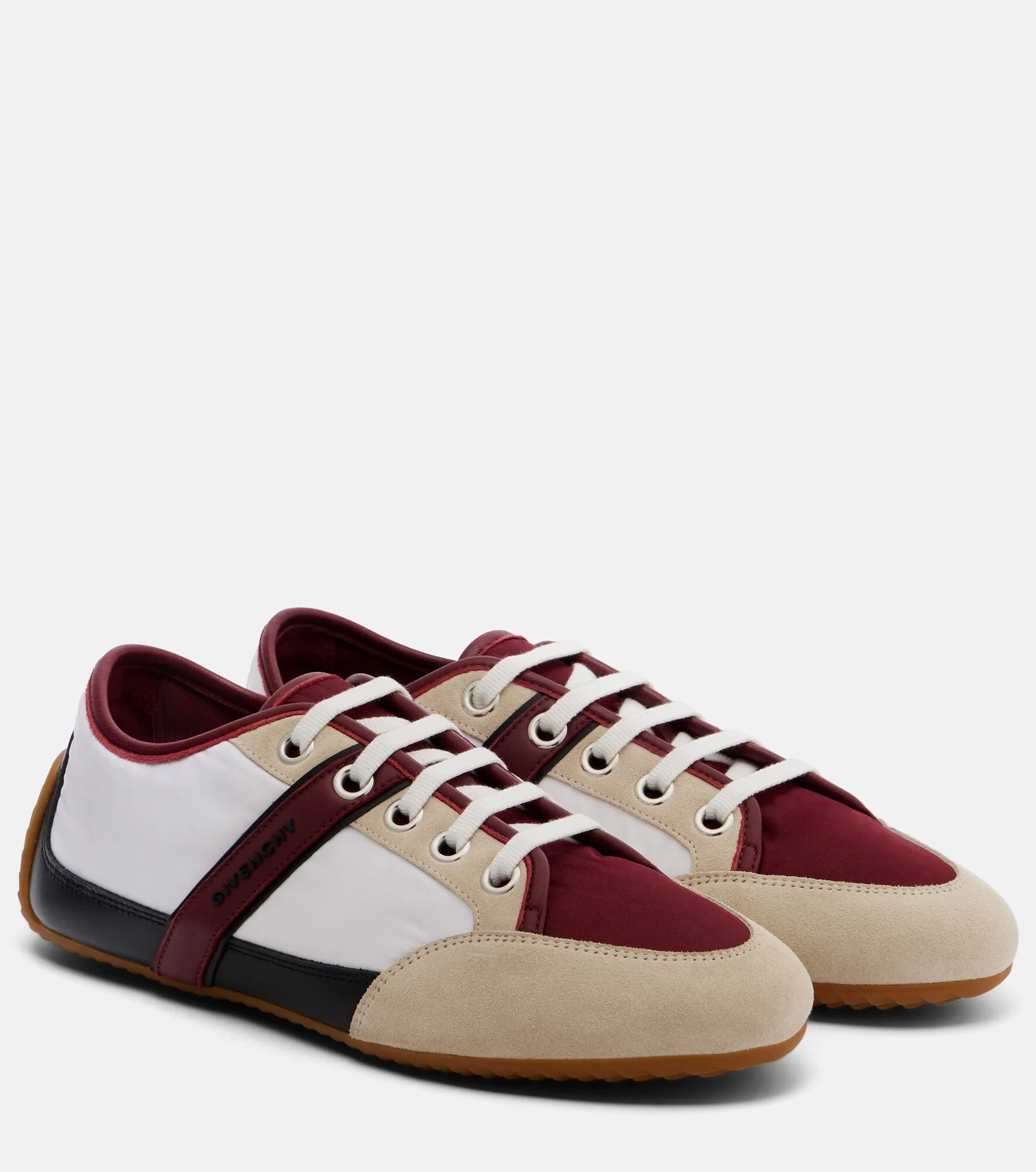 Slim suede-trimmed sneakers - 1