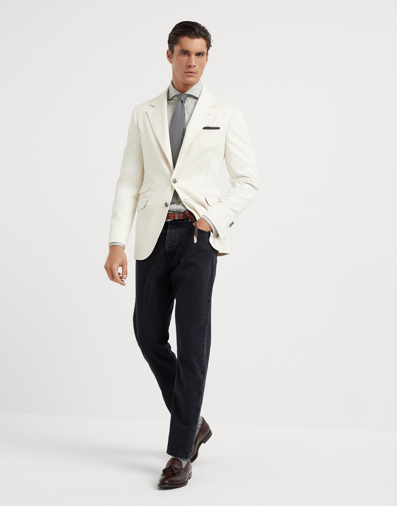 Paisley jacquard flannel easy fit shirt with spread collar - 5